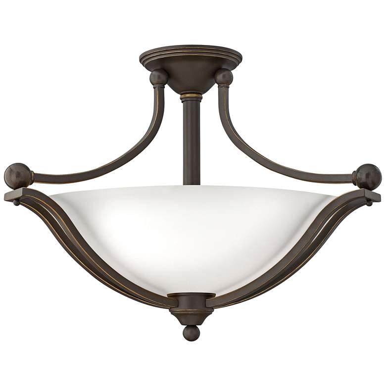 Image 1 Bolla 23 1/4 inchW Bronze Ceiling Light w/ Etched Opal Glass