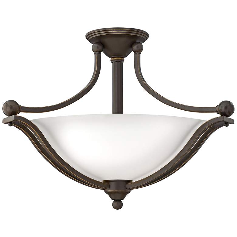 Image 1 Bolla 23 1/4"W Bronze Ceiling Light w/ Etched Opal Glass