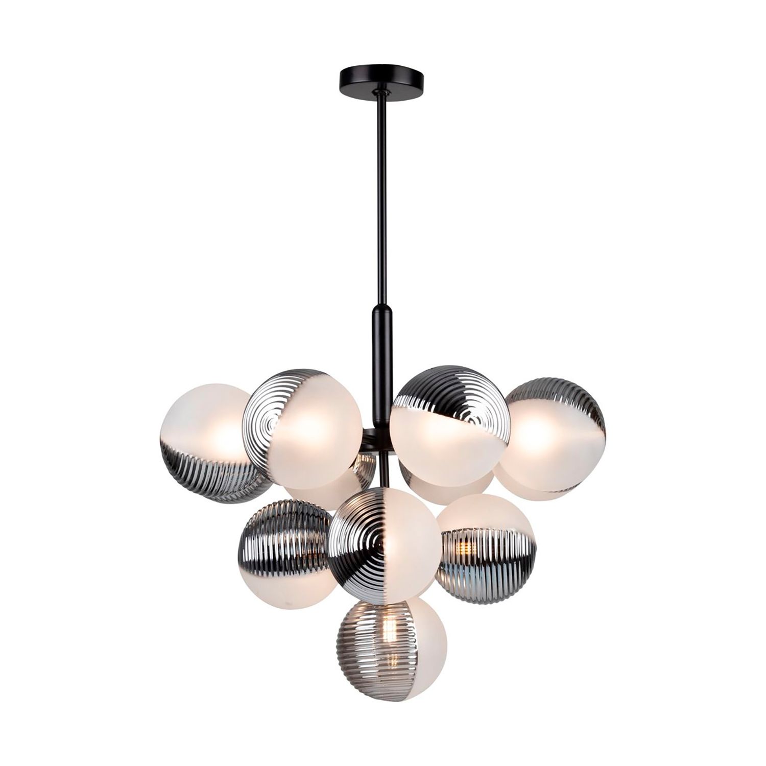 Image 2 Bolla 24.5" Wide 13-Light Black Chandelier With White Glass Shade more views