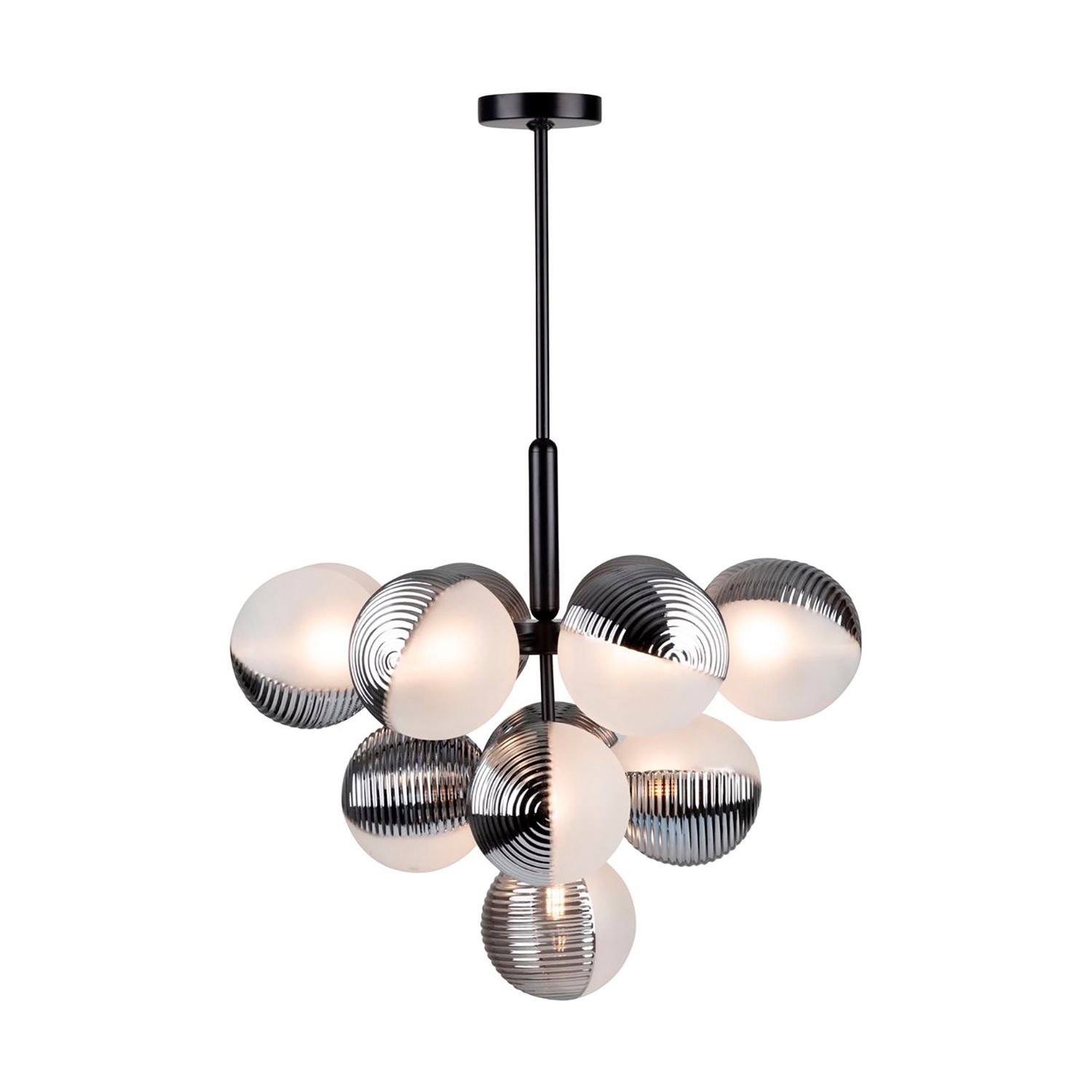 Image 3 Bolla 24.5" Wide 13-Light Black Chandelier With White Glass Shade more views
