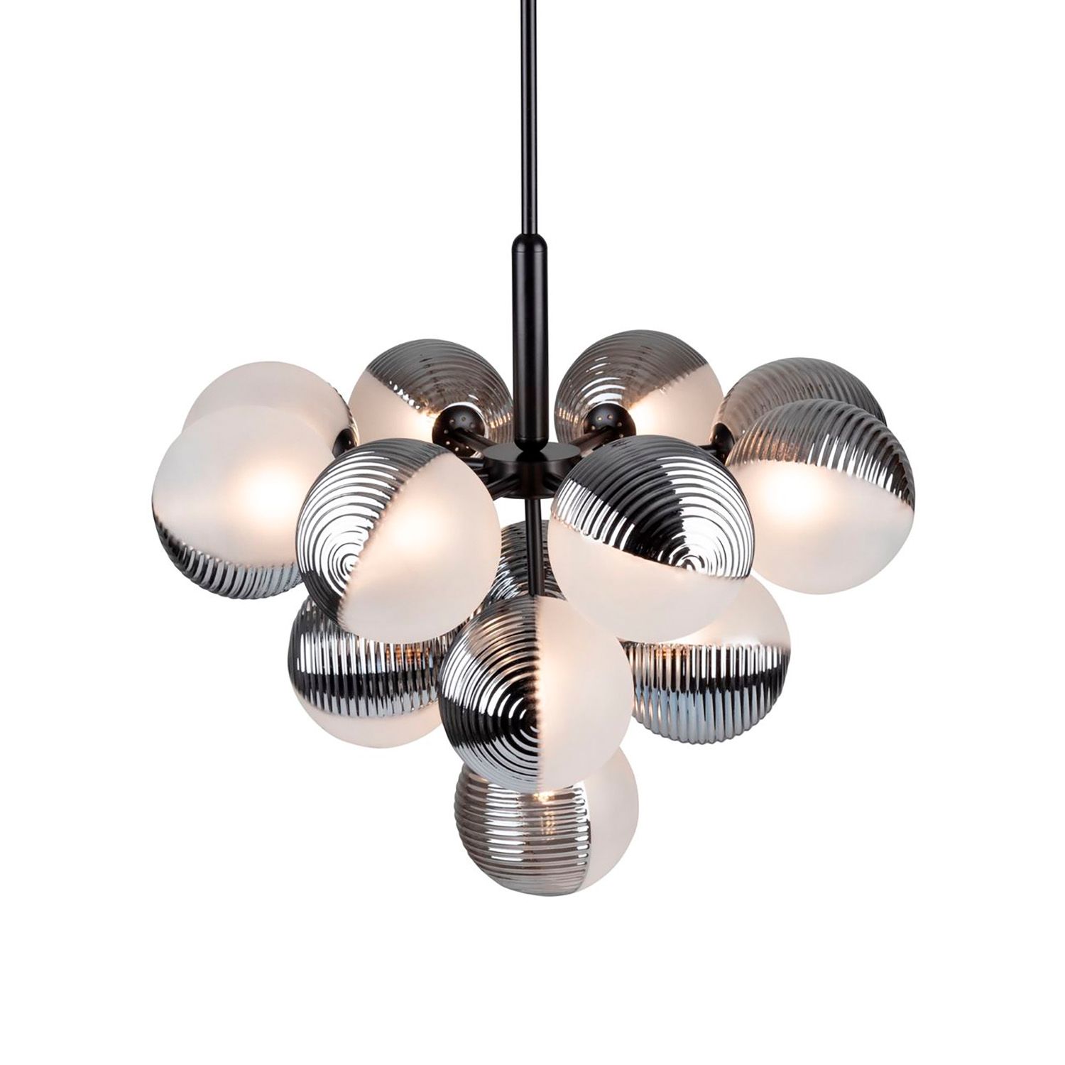 Image 4 Bolla 24.5" Wide 13-Light Black Chandelier With White Glass Shade more views