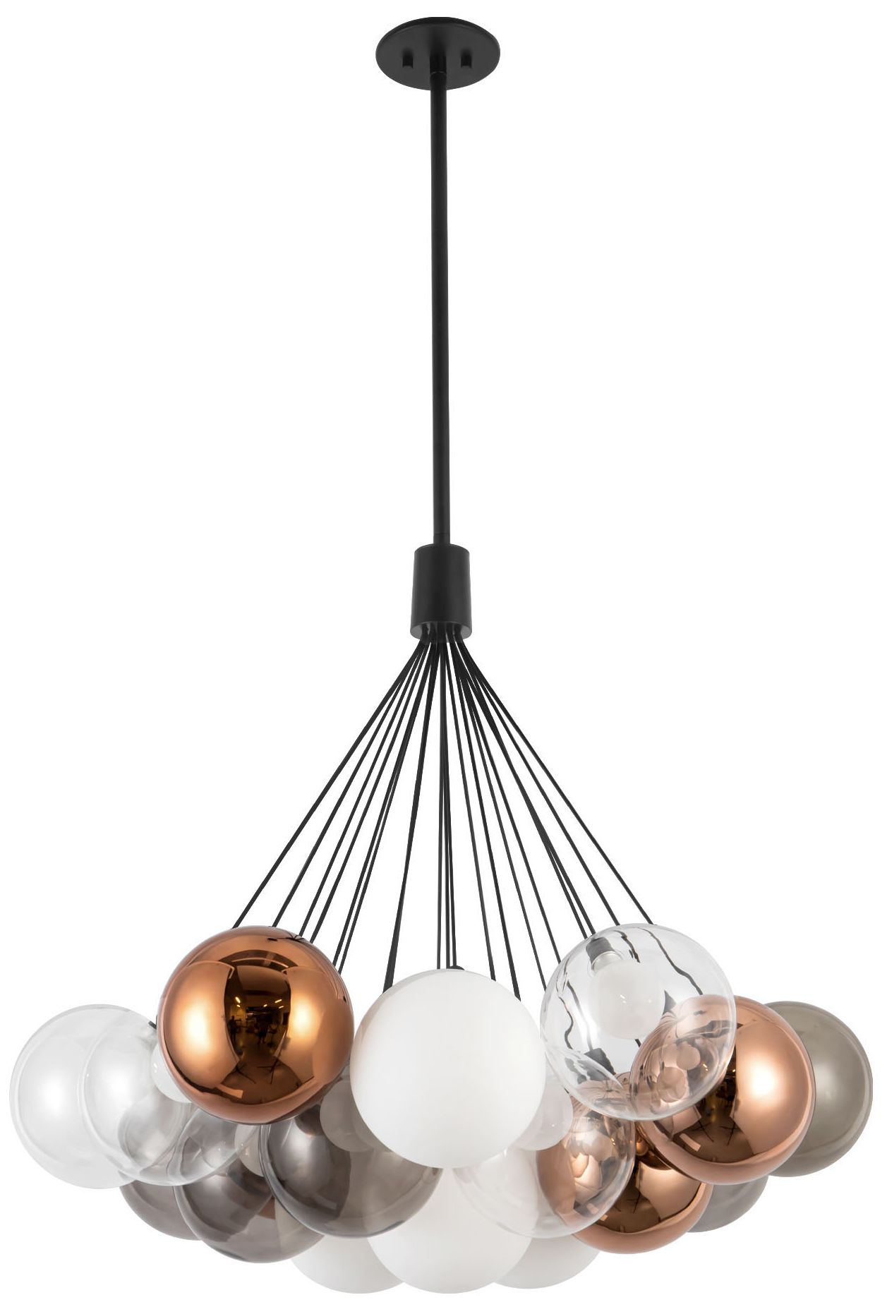 Image 3 Bolla 28-in Black dimmable LED Chandelier with Mixed Glass more views