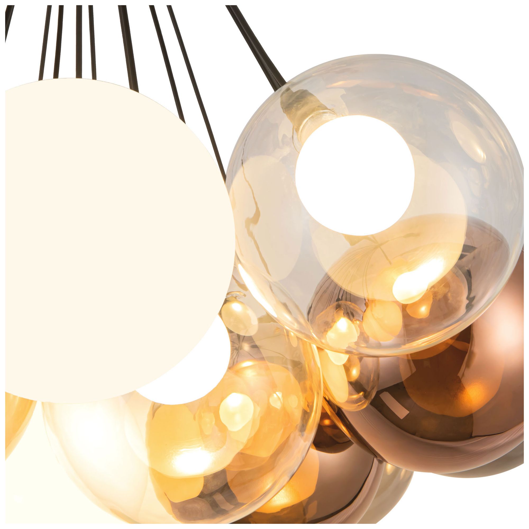 Image 4 Bolla 28-in Black dimmable LED Chandelier with Mixed Glass more views