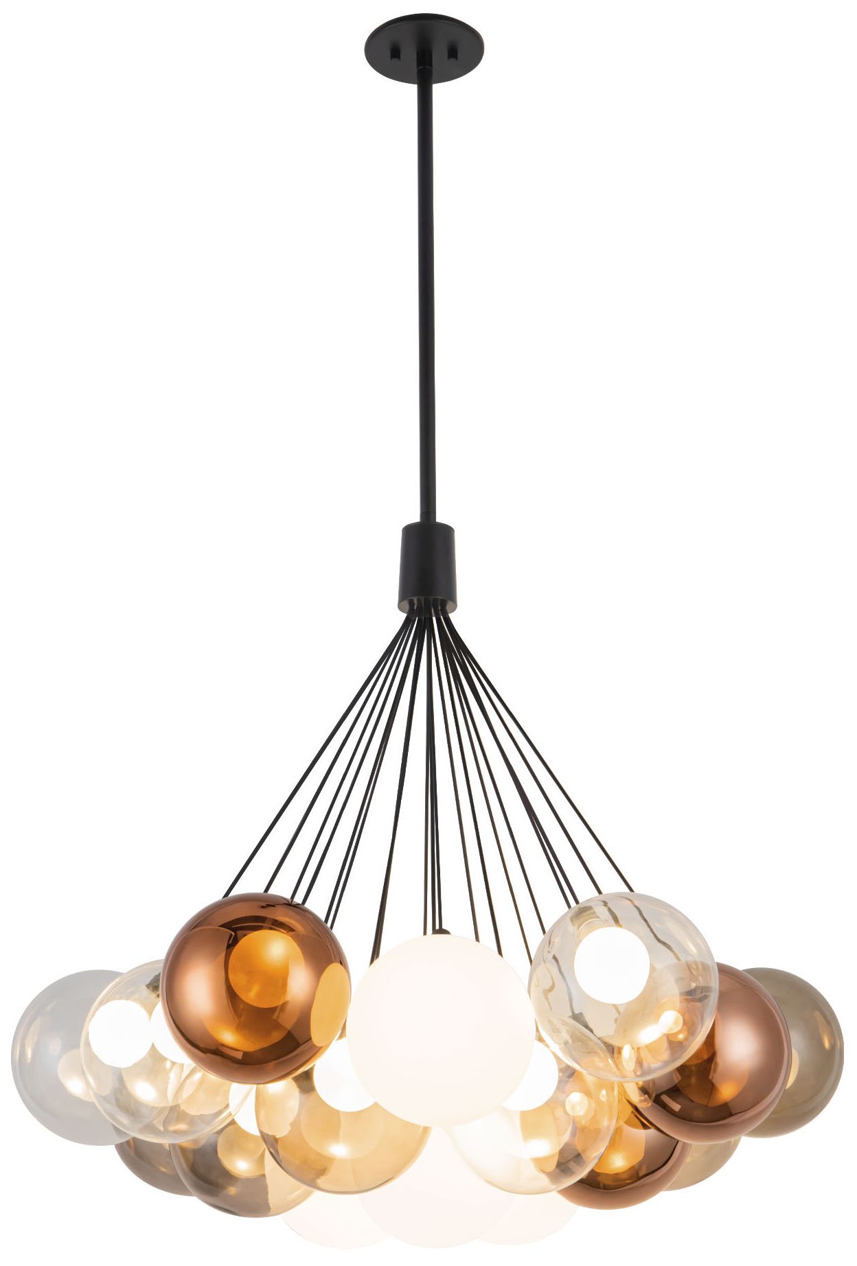 Image 6 Bolla 28-in Black dimmable LED Chandelier with Mixed Glass more views