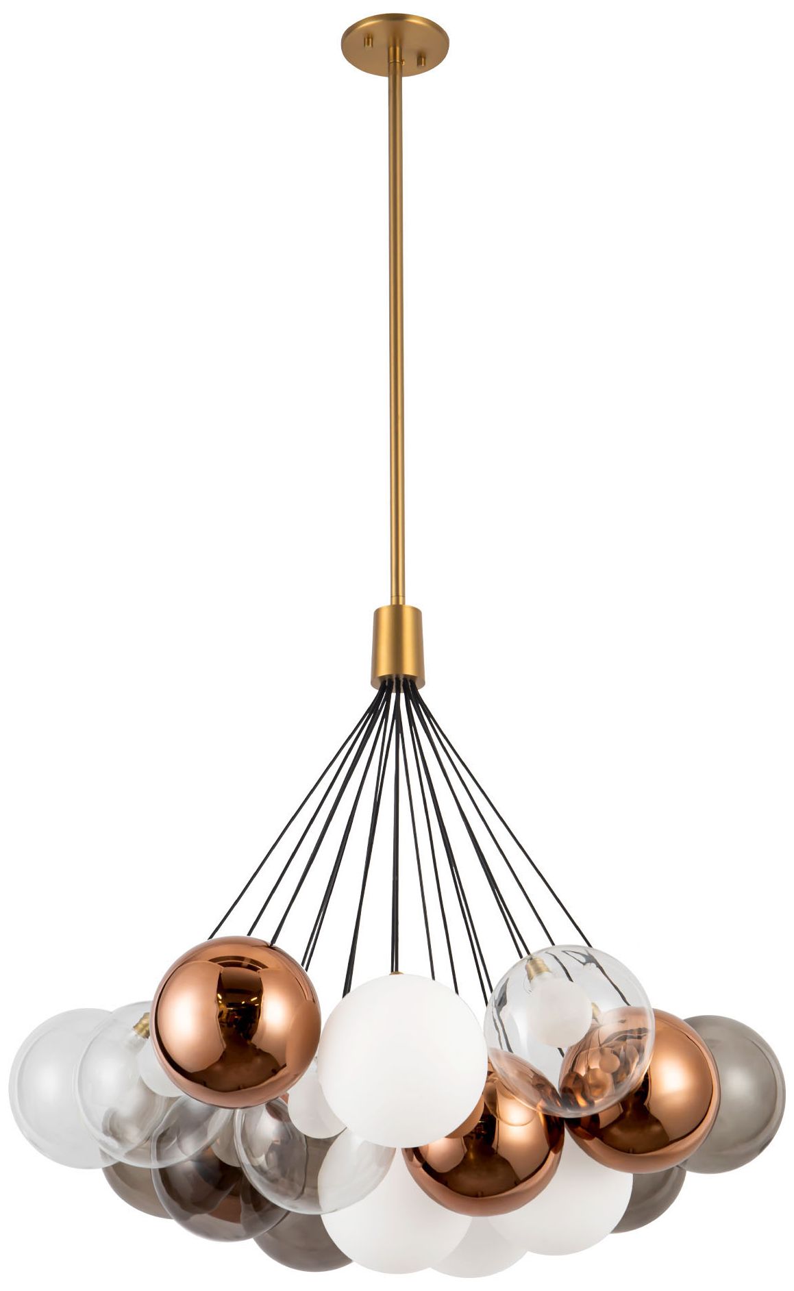 Image 3 Bolla 28-in Brushed Gold dimmable LED Chandelier with Mixed Glass more views