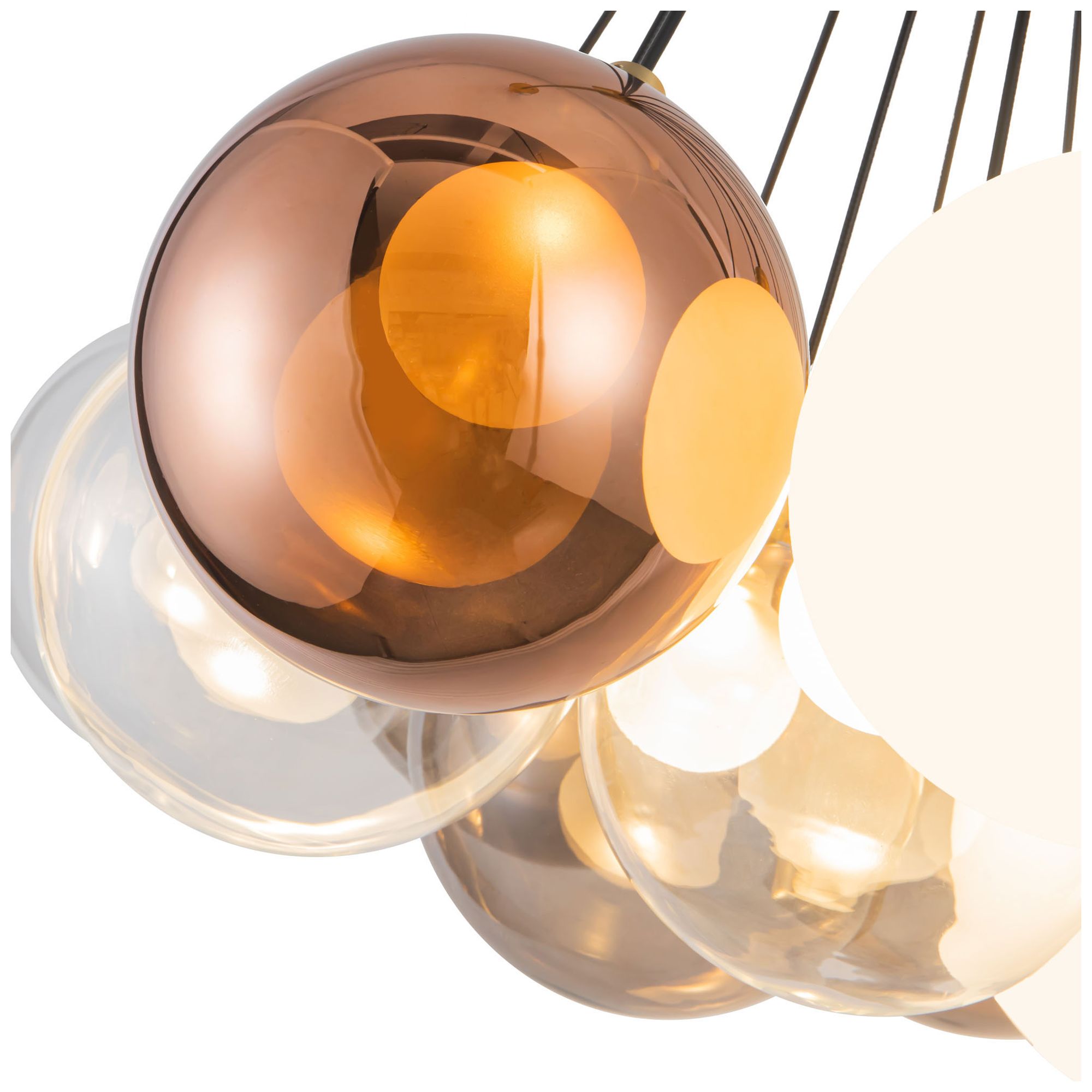 Image 4 Bolla 28-in Brushed Gold dimmable LED Chandelier with Mixed Glass more views