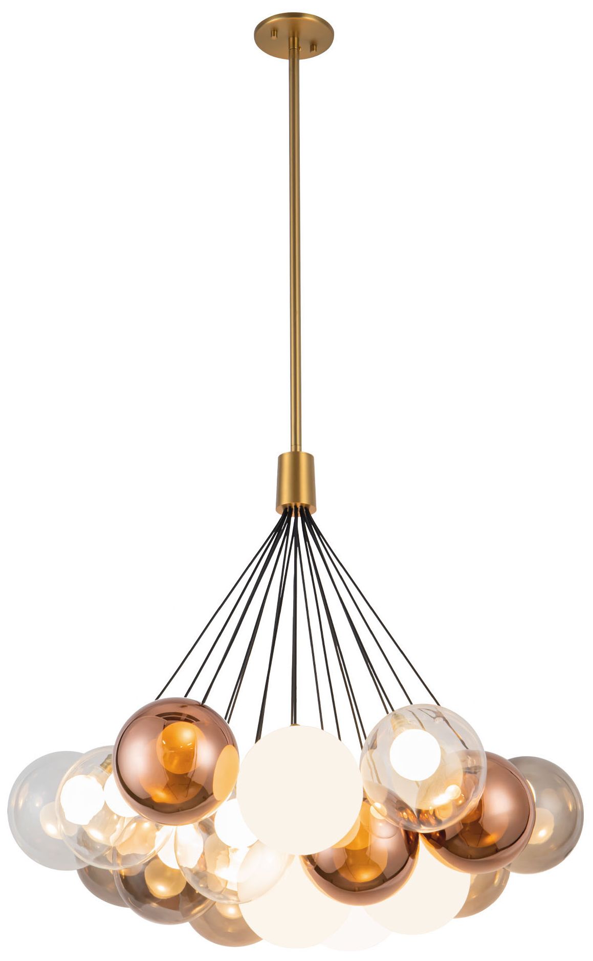 Image 6 Bolla 28-in Brushed Gold dimmable LED Chandelier with Mixed Glass more views