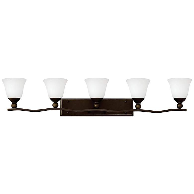 Image 1 Bolla 45 3/4" Wide Etched Opal Glass 5-Light Bathroom Light