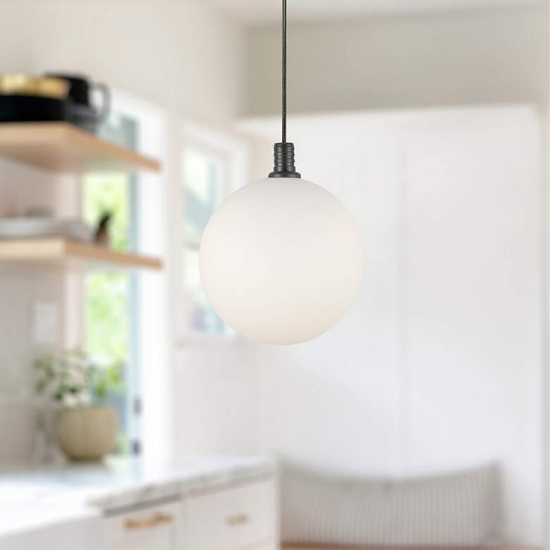Image 2 Bolla 5 1/2" Wide Black and Opal Glass LED Mini Pendant more views
