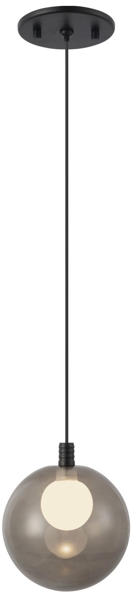 Image 2 Bolla 6-in Black dimmable LED Pendant with Smoked Glass