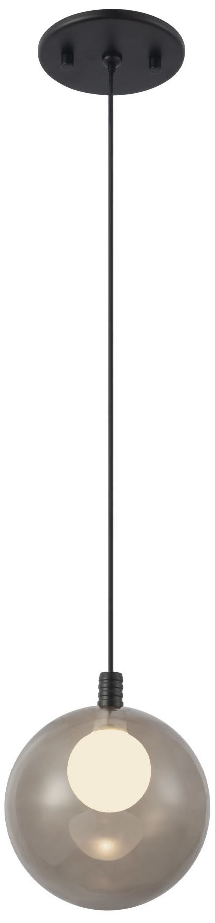 Image 6 Bolla 6-in Black dimmable LED Pendant with Smoked Glass more views