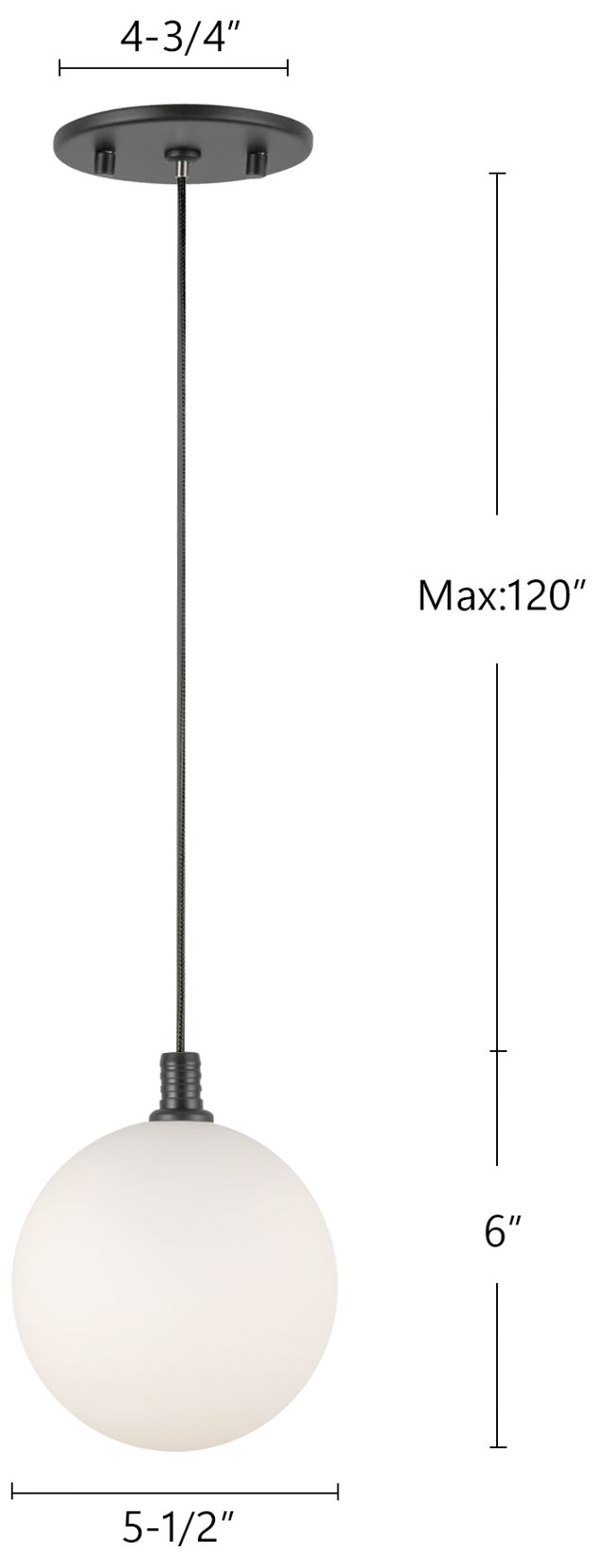 Bolla 6-in Black dimmable LED Pendant with Smoked Glass