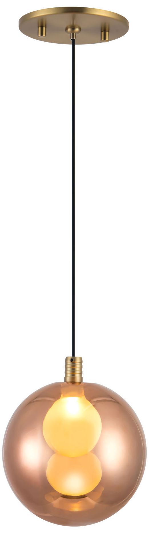 Bolla 6-in Brushed Gold dimmable LED Pendant with Copper Glass
