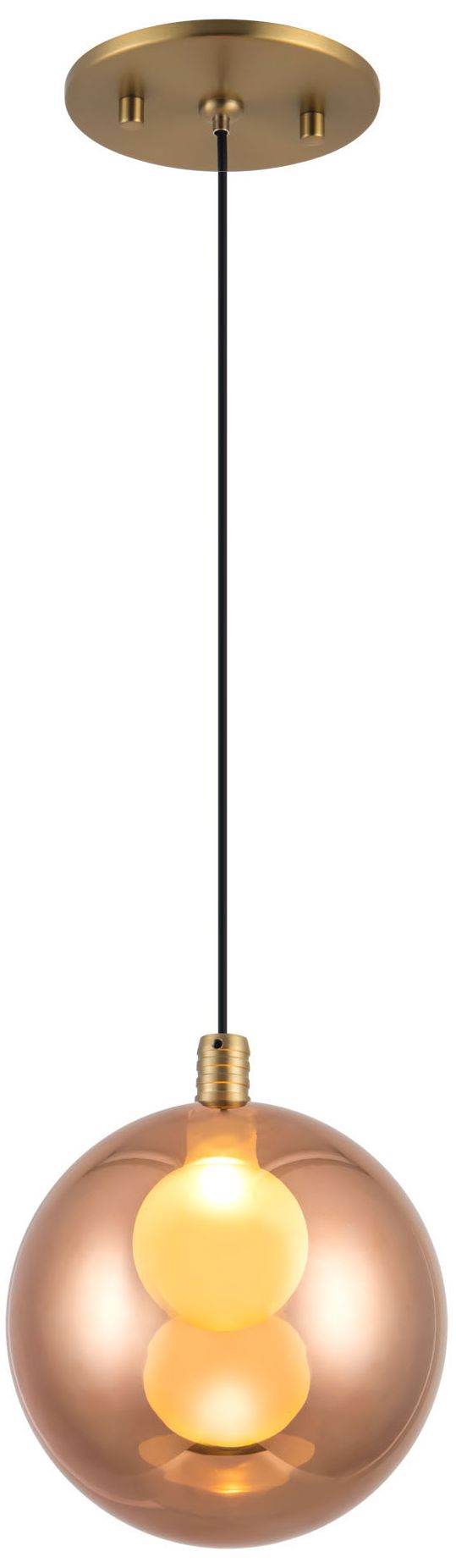 Image 6 Bolla 6-in Brushed Gold dimmable LED Pendant with Copper Glass more views