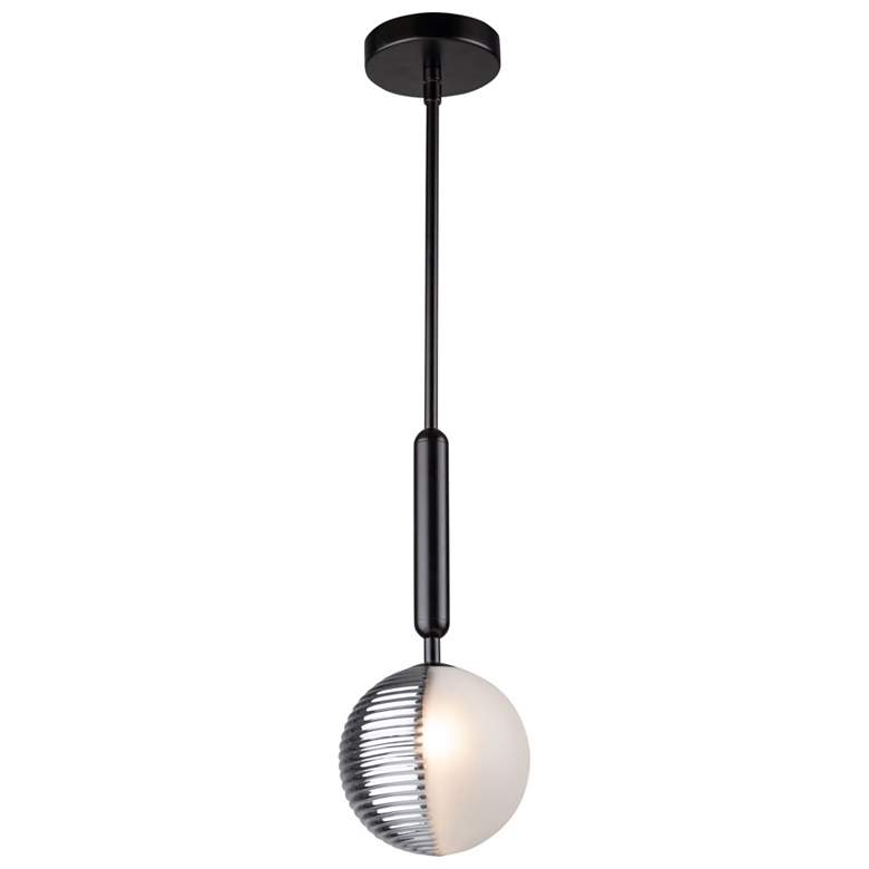 Image 1 Bolla 6" Wide Black Pendant With White Glass Shade
