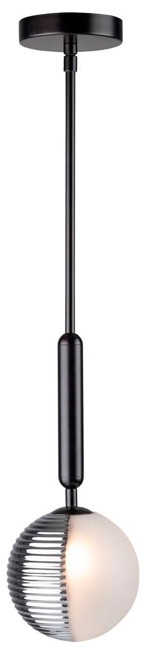 Image 2 Bolla 6" Wide Black Pendant With White Glass Shade more views