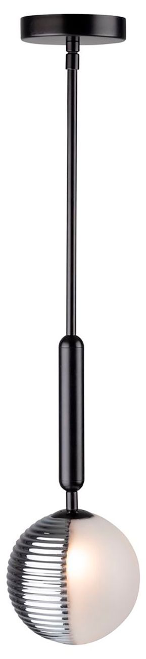 Image 3 Bolla 6" Wide Black Pendant With White Glass Shade more views