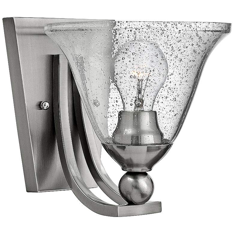 Image 1 Bolla 8 1/2" High Nickel Wall Sconce w/ Clear Seedy Glass