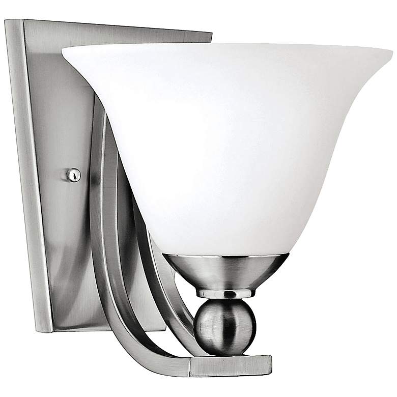 Image 1 Bolla 8 1/2 inch High Nickel Wall Sconce w/ Etched Opal Glass