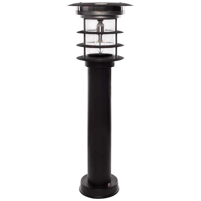 Image 1 Bollard 24 inch High Black Finish Solar Powered LED Landscape Light
