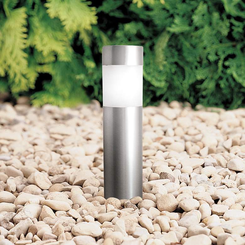 Image 1 Bollard Set of 4 Stainless Steel Solar LED Landscape Lights