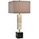 Bolster Honey Brass Metal and Alabaster Stone Table Lamp