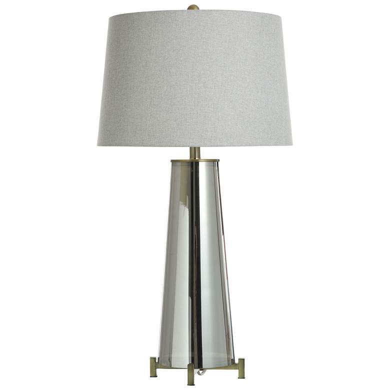 Image 1 Bolt Silver 33" High Grey Smoke Glass Table Lamp w/ Neutral Grey Shade