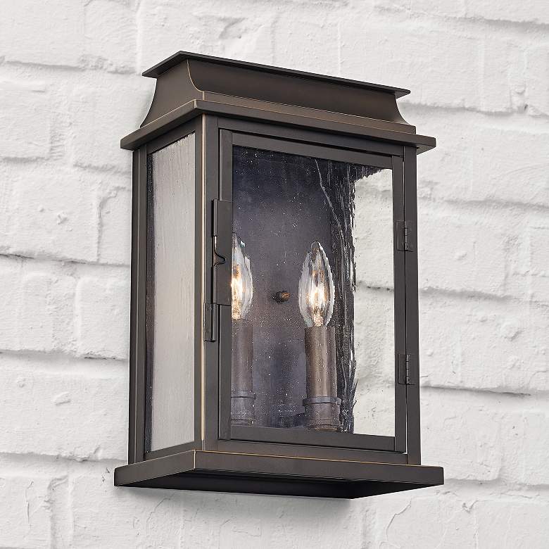 Image 1 Bolton 13 3/4" High Oiled Bronze 2-Light Outdoor Wall Light