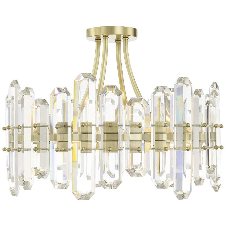 Image 1 Bolton 20 3/4 inch Wide Aged Brass Crystal Ceiling Light