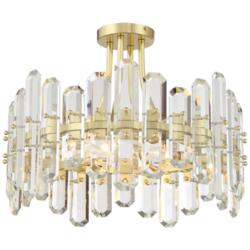 Bolton 20 3/4" Wide Aged Brass Crystal Ceiling Light