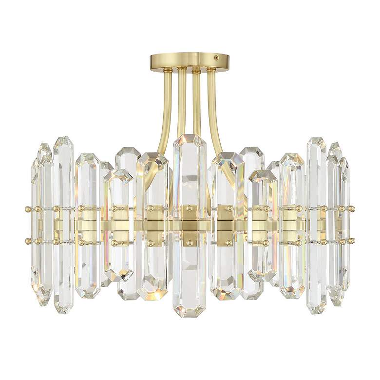 Image 2 Bolton 20 3/4" Wide Aged Brass Crystal Ceiling Light more views