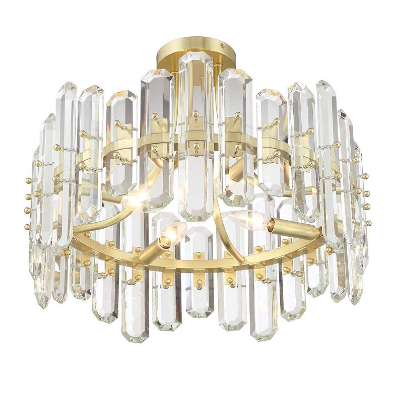 Image 3 Bolton 20 3/4" Wide Aged Brass Crystal Ceiling Light more views