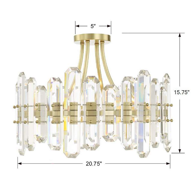 Image 5 Bolton 20 3/4" Wide Aged Brass Crystal Ceiling Light more views