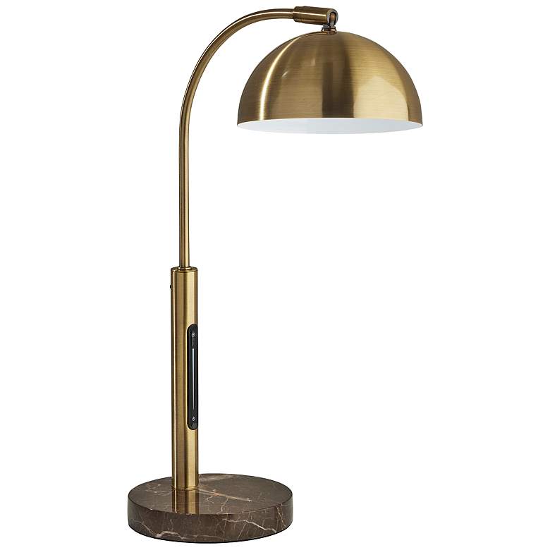 Image 1 Bolton Antique Brass LED Desk Lamp with Smart Switch