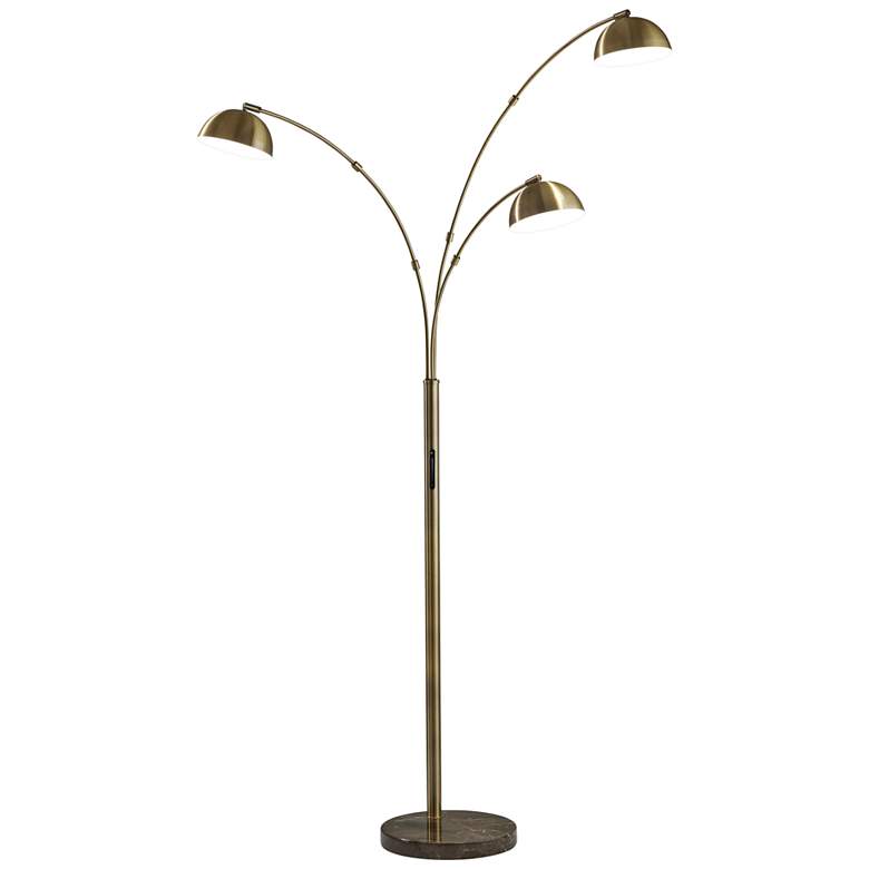 Image 1 Bolton Antique Brass Metal 3-Arm LED Arc Floor Lamp