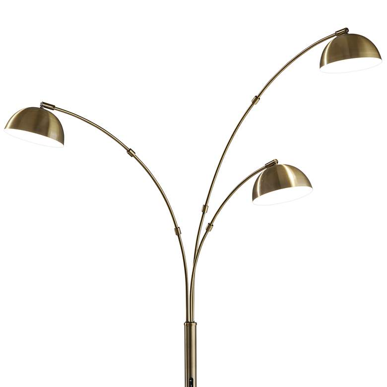 Image 2 Bolton Antique Brass Metal 3-Arm LED Arc Floor Lamp more views