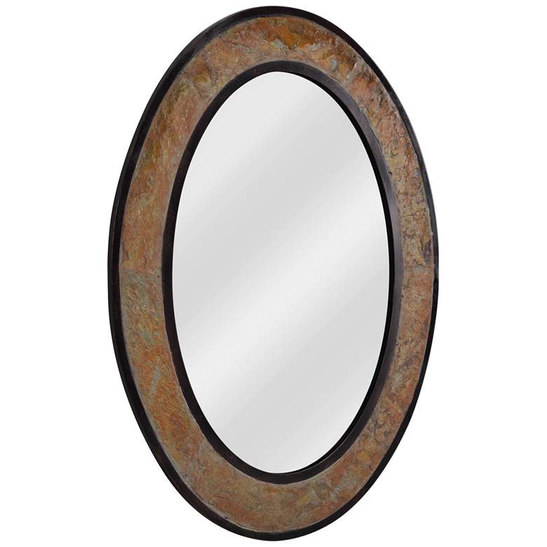 Image 1 Bolton Natural Slate Copper 25 1/2 inch x 34 inch Oval Wall Mirror