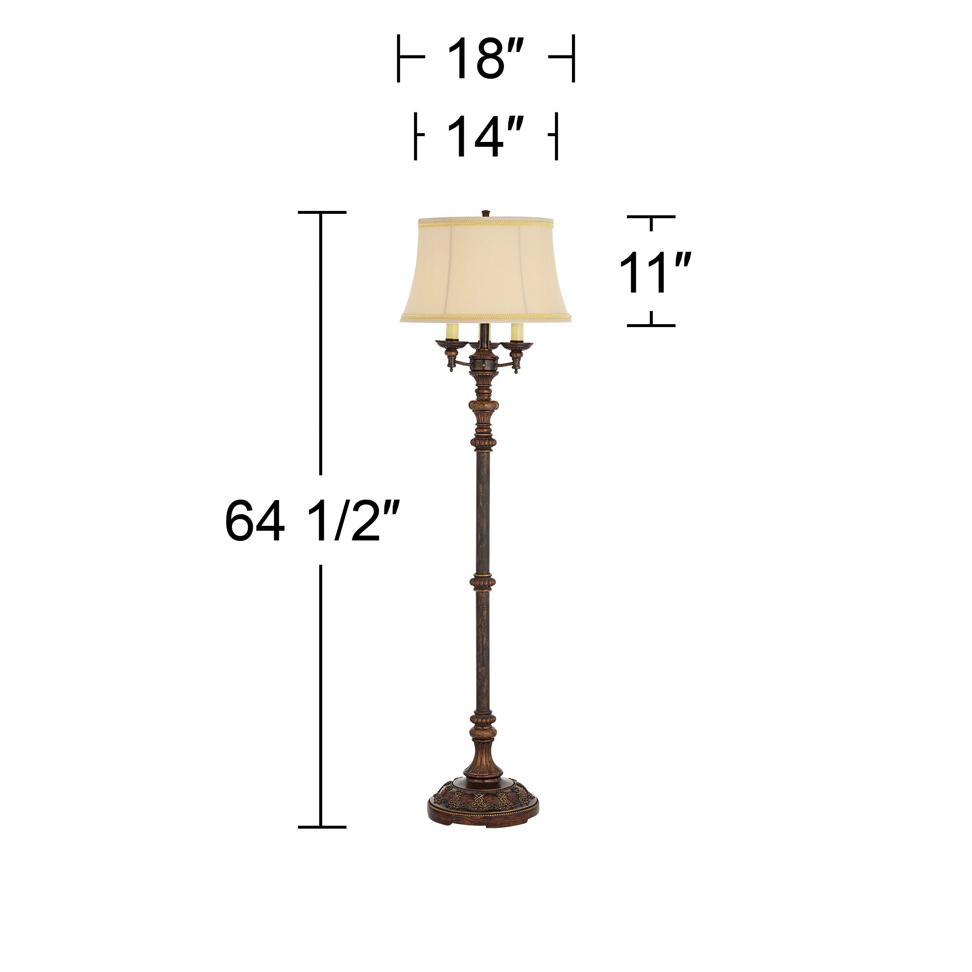 Bolzano 64 1/2" Italian Bronze 4-Light Traditional Floor Lamp in scene