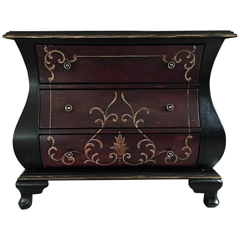 Image 1 Bombay Hand-Painted Two-Toned Black 3-Drawer Accent Chest