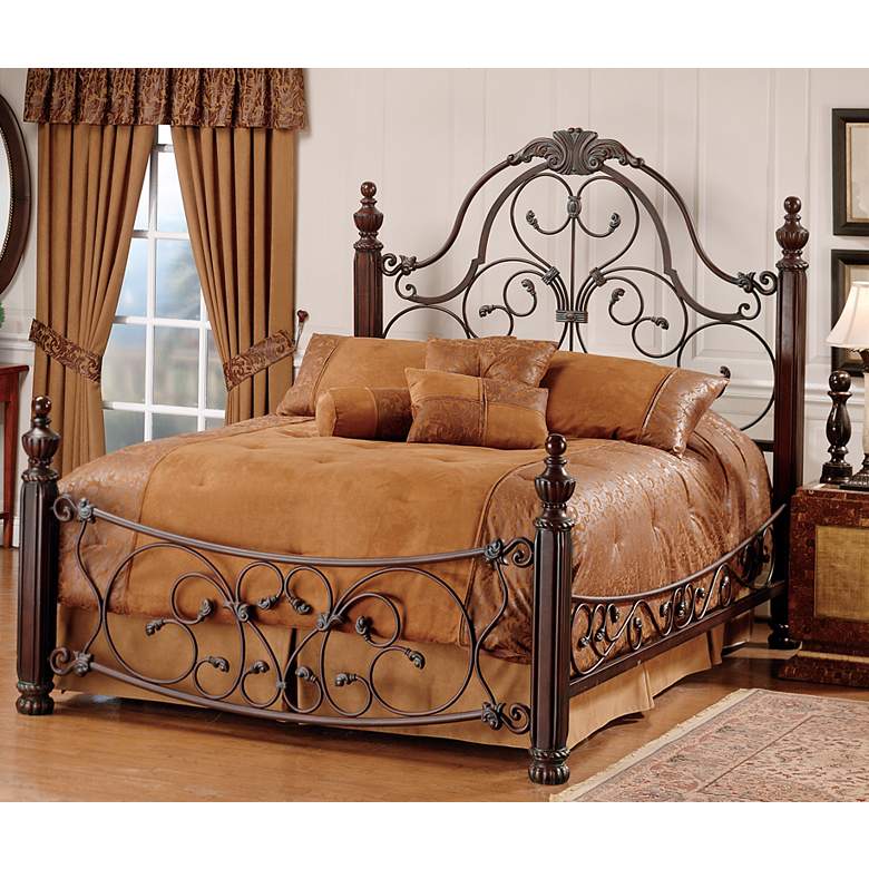 Image 1 Bonaire Wood and Brushed Bronze Finish Bed (Queen)