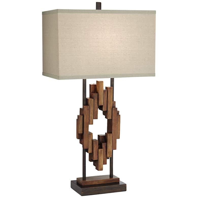 Image 1 Bonanza Faux Distressed Wood Table Lamp