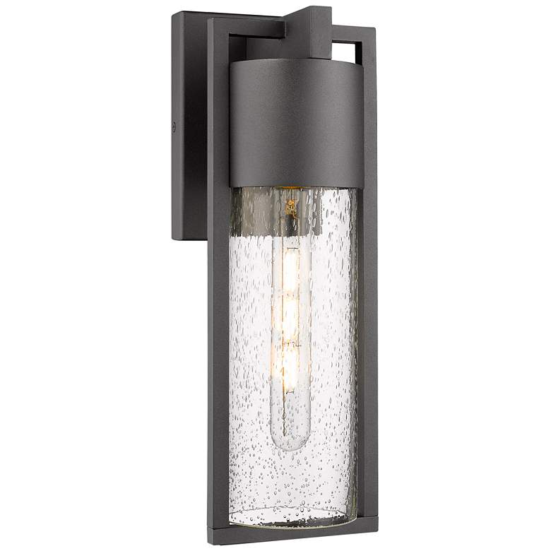 Image 1 Bond 1-Light Black Metal and Seeded Glass Outdoor Wall Light