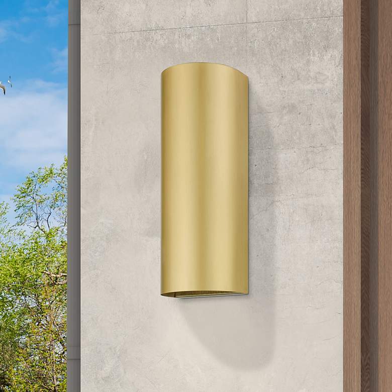 Image 1 Bond 14" High Satin Gold ADA Outdoor Wall Light