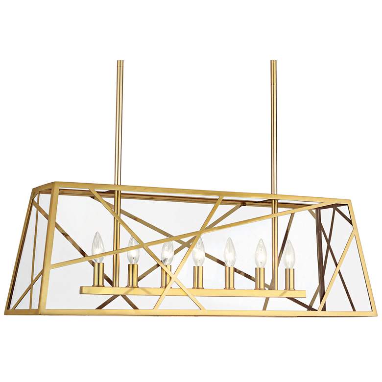 Image 1 Bond 36 inch Wide Modern Brass Kitchen Island Light Chandelier