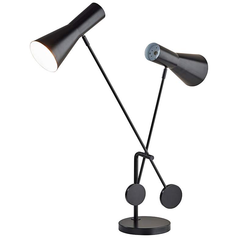 Image 1 Bond Black Metal 2-Light Touch Desk Lamp with USB Port