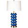 Bond Blue and Brass Glass Stacked Column Table Lamp