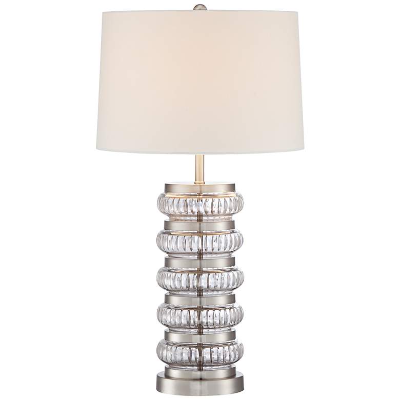 Image 1 Bond Clear and Brushed Steel Stacked Column Table Lamp