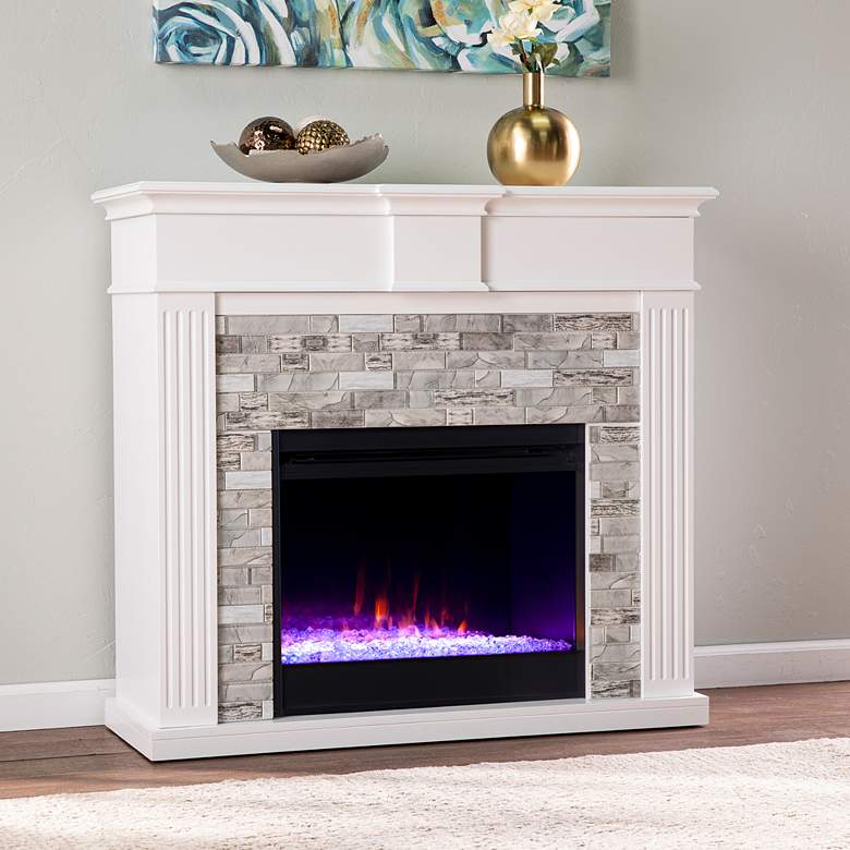 Image 1 Bondale 41 3/4" Wide White Gray Electric Fireplace