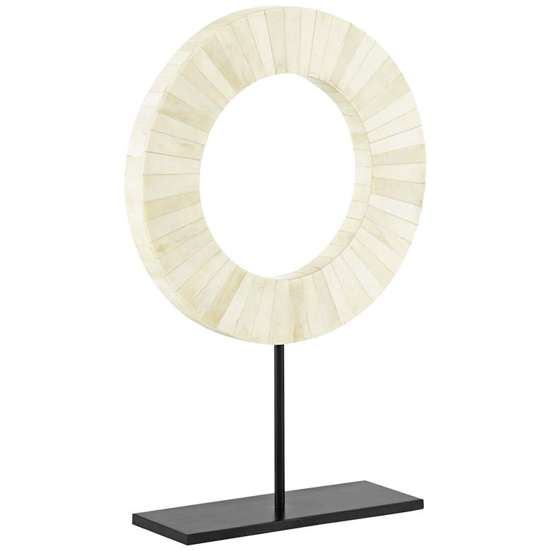 Image 1 Bone 18 1/2" High Natural and Black Disc Sculpture