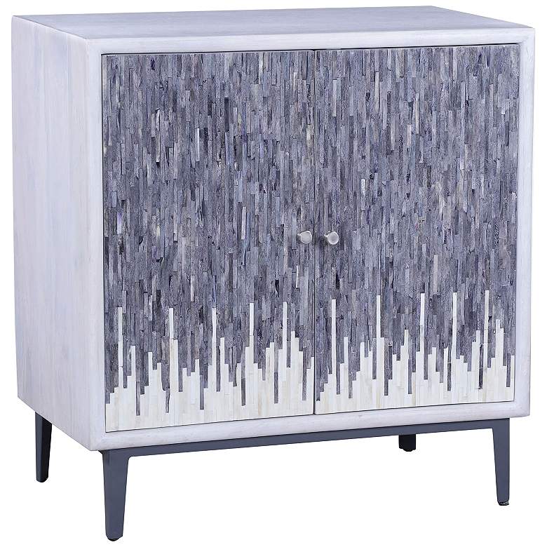 Image 1 Bone Inlay 35 inch Wide Whitewash and Grey 2-Door Accent Chest